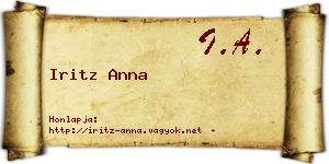 Iritz Anna névjegykártya
